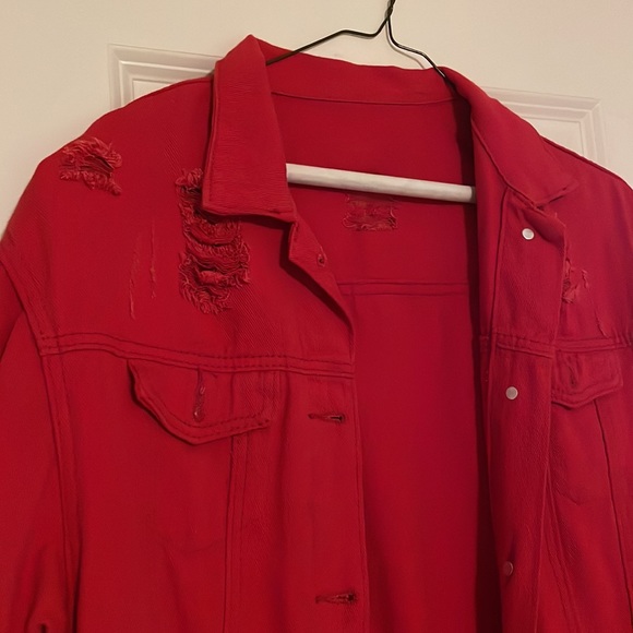 Red denim oversized jacket - Picture 2 of 2